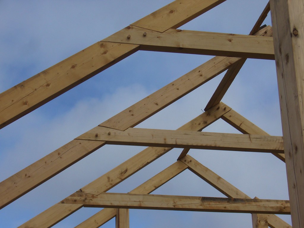 Timber roof truss frame, close detail